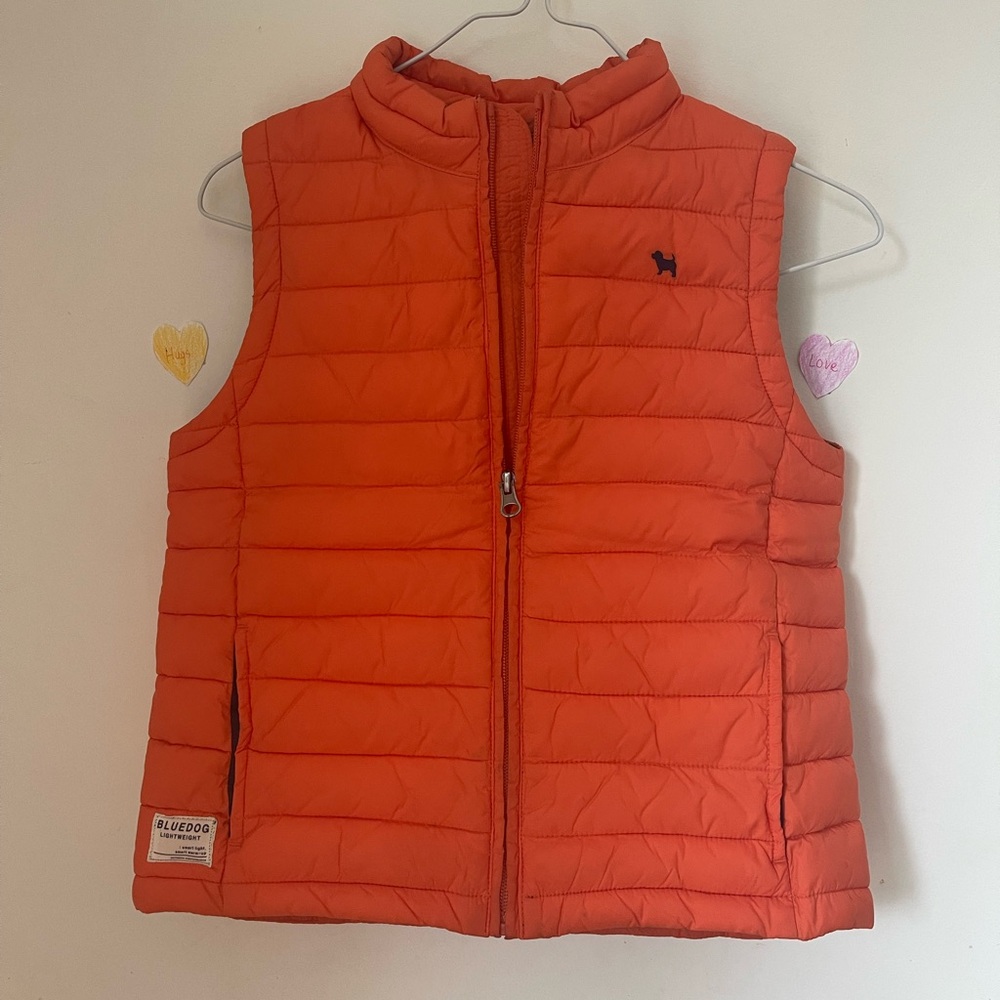 Bluedog Kids Lightweight puffer Orange Vest. Size 7